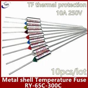 10pcs 10A 250V TF 열 보호 밥솥 퓨즈 RY-65 65C 75C 85C 100C 113C 115C 130C 145C 금속 쉘 온도