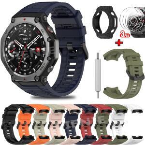 Huami Amazfit T-REX 3 스마트 시계 스트랩 밴드 T-Rex3 스포츠 팔찌 손목 + 필름 용 실리콘 및 케이스