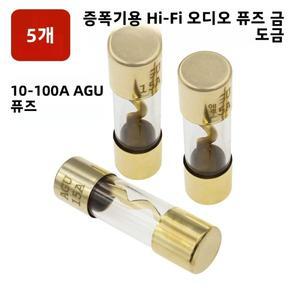 5개입 10x38mm AGU 금도금 유리관 퓨즈 10A-100A 자동차 Hi-Fi 오디오 시스템용 10A 15A 20A 25A 30A 40A 5