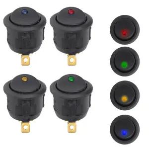 5 조각 자동차 푸시 버튼 스위치 12V ON/OFF 발광 토글 라운드 로커 도트 LED 라이트 방수