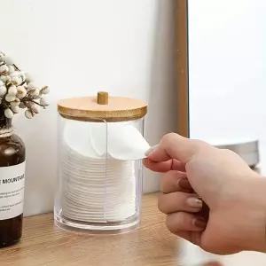 1/2 Pcs 메이크업 주최자 라운드 투명 아크릴 목화 패드 면봉 홀더 상자