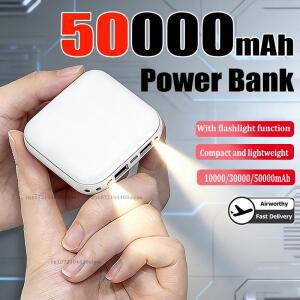 50000mAh 미니 보조베터리 휴대용 충전기 미러 스크린 LED 디지털 iPhone Xiaomi Huawei Samsung 용 외부