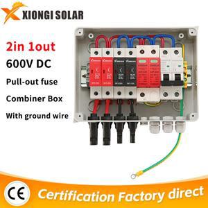 XIONGISOLAR 태양광 PV 컴바이너 박스, 번개 보호, 600V 2 입력 1 출력 DC 퓨즈 MCB SPD 방수 IP65
