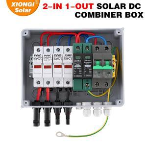 접지선 번개 보호 기능이 있는 태양광 발전 PV 결합기 상자 2 in 1 out DC 600V 퓨즈 MCB SPD 방수 IP65