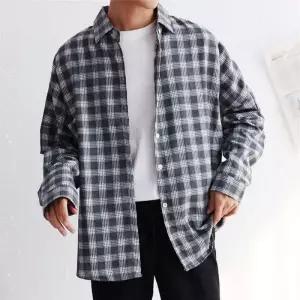 [룽스_62]데일리 셔츠 남성 체크패턴 긴팔 여름셔츠 캐주얼
