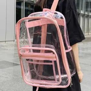 ( )투명 비닐 백팩 핑크 학생가방 PVC백팩 배낭가방