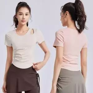 어깨펀칭 여성반팔복 쿨링운동복 여름복 여성트렌드패션 상의 티