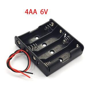 4x AA 6V 전원 배터리 보관 케이스 플라스틱 상자 홀더 케이스(케이블 슬롯 포함) DIY