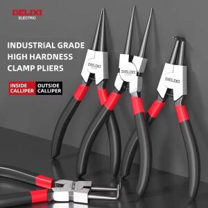 DELIXI ELECTRIC 5인치 내부/외부 서클립 플라이어(미끄럼 방지 핸들 디자인 포함)  링  호스 및 개스킷 제