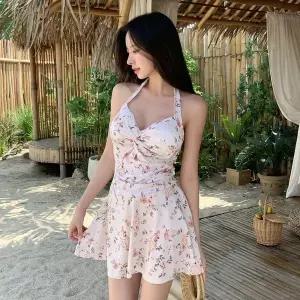 [하프클럽/옷자락]여자 러블리 꽃무늬 셔링 플레어 프릴 원피스 수영복