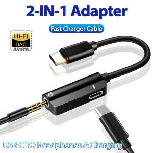2in 1 USB C ~ 3.5mm 잭 헤드폰 어댑터 충전기 삼성호환 갤럭시호환 S24 S23 S22 Ultra A54 A34 A53 Note 2