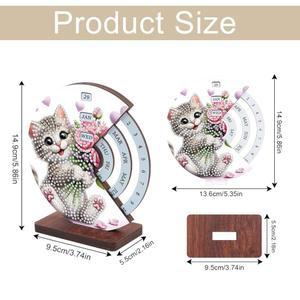 아이위안즈쉬 3D 아트 다이아몬드 데스크 선물 반짝이는 책상 장식 페인팅 나무 캘린더 DIY 장식 가정 사무실 영구 귀여운 키트 테이블탑 디자인의 고양이