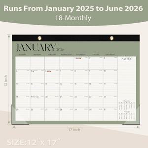 2026 책상 캘린더 월간 학년 대형 2026년 2027년 사무용품용 6월 가정용 학교 플래너 캘린더 데스크톱 12인치 17인치 교사 1월