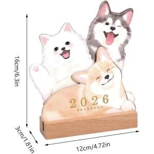 오란단 스몰 애호가를 귀여운 반려동물 노트 위한 월간 나무 강아지 미니 베이스가 2026 캘린더 선물 데스크탑 데스크 있는 플래너