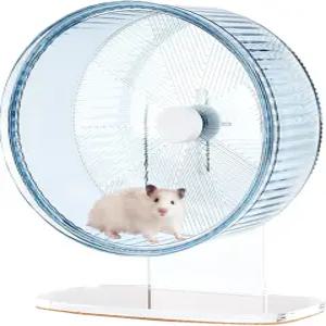 초침묵 햄스터 운동 휠 거빌 마우스 또는 기타 작은 동물을 위한 높이 조절 스탠드가 있는 조용한 스핀
