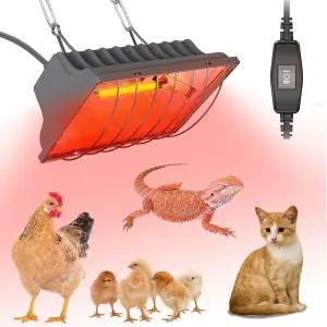 GIFANK 닭장 히터 램프 250W 닭 인큐베이터용 겨울 매달기 열 온도 조절 가능한 사육장 가금류 집용 난방
