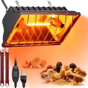 병아리 오리를 위한 GSDOTZAP 250W 치킨 브루더 히터 2PCS 열 램프가 있는 온도와 높이를 조절할 수 6피트