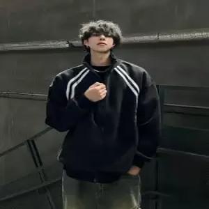 원더우면 남친 검정 가을 커플 맨투맨 스트라이프 스포츠 야구복 OPH3