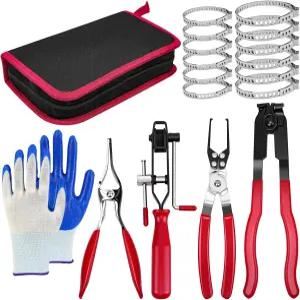 CV 부트 클램프 플라이어 키트 전기 분리 연료 필터 캘리퍼 10PCS 스테인리스 스틸 밴드 포함