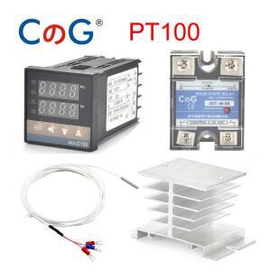REX-C100 PT100 디지털 온도 컨트롤러 조절기 SSR 출력 40DA 릴레이 알루미늄 라디에이터 방열판 1m 저항