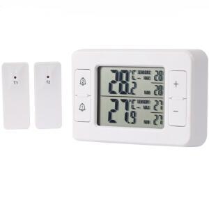 무선 디지털 온도계 고정밀 냉장고 냉동고 모니터 기록 2 센서 알람-40 ℃ ~60