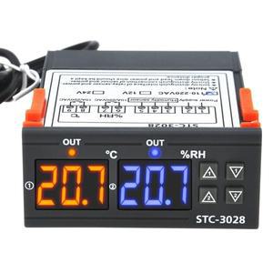STC-3028 듀얼 디지털 온도 조절기 습도 제어 컨트롤러 AC 110V 220V DC 12V 24V 10A