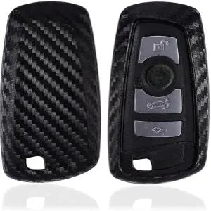 iJDMTOY 탄소 섬유 마감 소프트 실리콘 키포브 커버 BMW 1 2 3 4 5 6 7 시리즈 X1 X3 X4 키리스 스마트