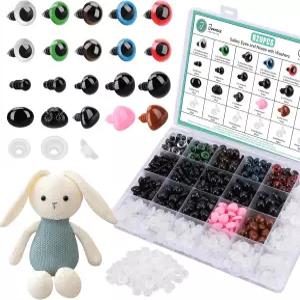 준록스 820pcs 아미구루미용 안전 눈 크로셰 동물용 코 인형 장난감 세탁기 포함 다양한 크기의 곰