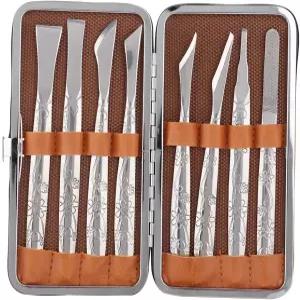 왓리스 베이이 8PCS 풋 면도기 페디큐어 도구 나이프 세트 스테인리스 스틸 각질 제거 키트 여성 남성