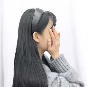 두꺼운 인조가죽 머리띠 검정 헤어밴드 여성용 아이템 가죽머리띠 넓은헤어밴드