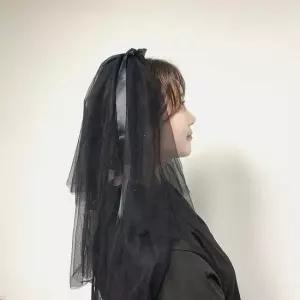 블랙 웨딩 면사포 신부 촬영용 소품 할로윈 코스프레 사진관 웨딩 결혼 드레스 사진소품