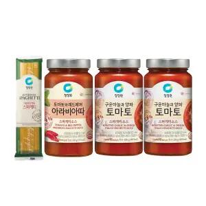 청정원 파스타소스, 토마토, 600g, 2개, + 아라비아따, 600g, 1개 + 스파게티면, 500g, 1개