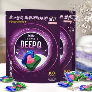 아이러브베베 딥큐 샤르망부케 캡슐세제 100개입+100개입 3in1/대용량/실내건조/드럼 일반 겸용
