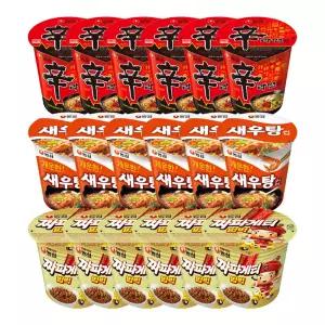 농심 신라면컵, 65g, 6개 + 짜파게티범벅, 70g, 6개 + 새우탕컵, 67g, 6개