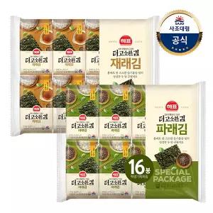 [사조대림] 해표 더고소한김 식탁김 총128봉(1box)/재래김or파래김 (16봉x8개)