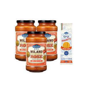 폰타나 밀라노 크림치즈 로제 파스타소스, 600g, 3개 + 이탈리아 캄파니아 스파게티 500g,1개