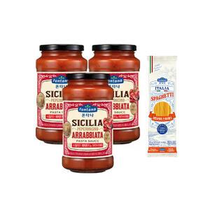 폰타나 시칠리아 페페론치노 아라비아따 파스타소스, 600g, 3개 + 이탈리아 캄파니아 스파게티 500g,1개