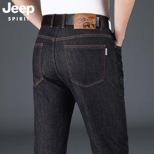 JEEP SPIRIT 여름 청바지 남성 스판 얇은 블랙진 팬츠