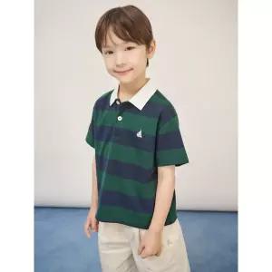 [BEANPOLE KIDS] 스트라이프 럭비 반소매 티셔츠  그린 (BI5742U03M)