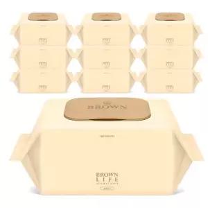 브라운라이프 베이지 엠보싱 대용량 물티슈 캡형 100매 x50g x10개