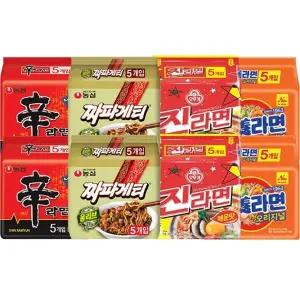 봉지라면 혼합 40봉(신라면10봉+짜파게티10봉+진라면매운맛10봉+삼양라면10봉)