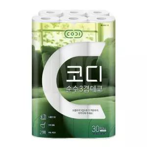 코디 순수 3겹 데코 화장지 30m, 30롤, 1개
