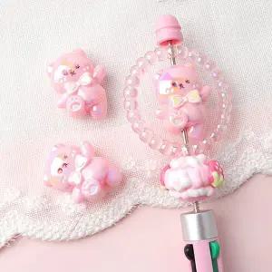 비즈아이 [6717-18]아크릴비즈 볼펜꾸미기 볼꾸재료 오로라리본곰 21x26.5mm ,1개