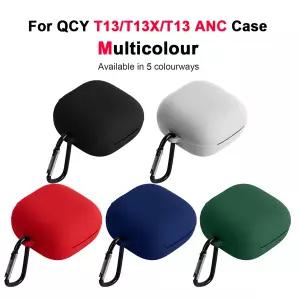 QCY T13 ANC T13ANC T13X 무선 이어폰 커버 용 실리콘 케이스 후크 헤드폰 액세서리가있는 충격 방지 보호
