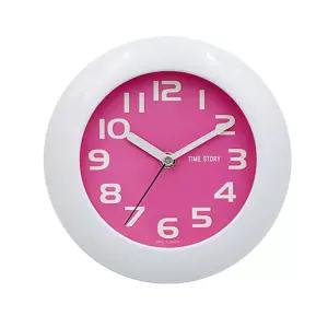 방습 핑크 욕실용품 흡착식 방수시계 벽시계 19cm