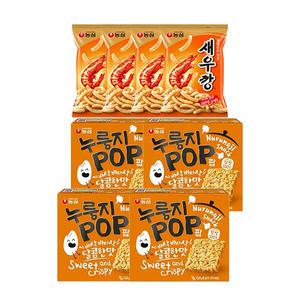 농심 새우깡, 90g, 4개 + 누룽지팝 142g,4개