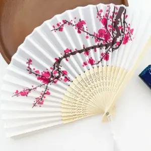 인테리어 추석 오 부채 대나무 손 합 전통 무용 고급 접이식 합죽선 죽선 매화문양 무용소품 손부채