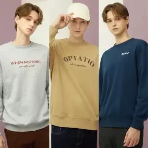 [펠틱스] 남성 기모 레터링 맨투맨 티셔츠