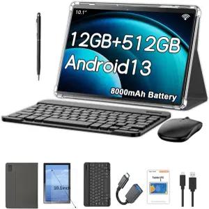Crelander 10.1인치 Android 13 태블릿 SIM 카드 슬롯 4G LTE 통화 12GB+512GB 8000mAh 배터리 듀얼 카메라
