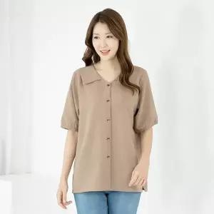 엄마옷 모슬린 엄마옷 블라우스 반팔 카라 무지 604HJK115 중년여성/50대/60대/70대/빅사이즈/할머니옷/마